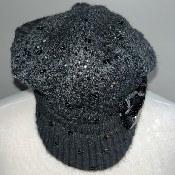 Fabulous black crocheted cap.  Sparkly bow on side. Justice one size fits all. - Picture 5 of 7